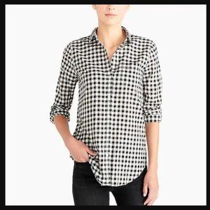 J Crew Factory Boy Fit Navy Gingham Button Down